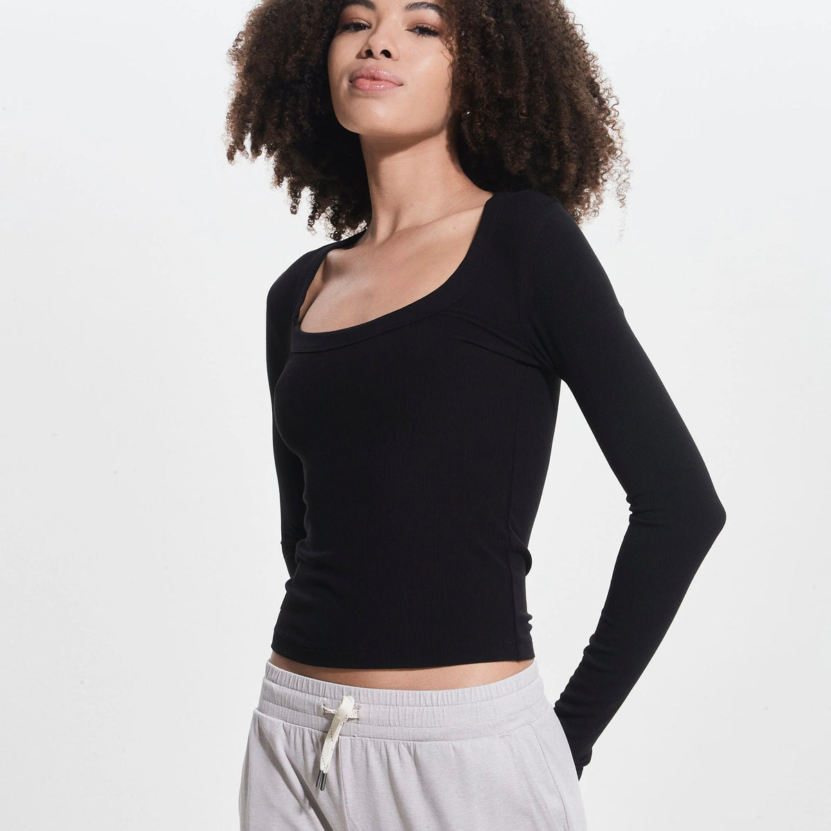 Long Sleeve Studio Rib Tee - Women's Ribbed Sweater